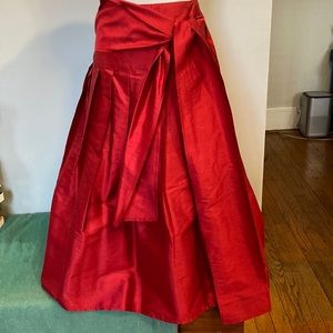 Lina raw silk tie waist skirt